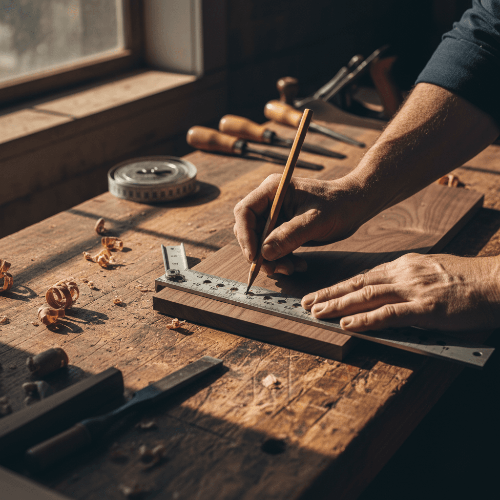 Handwerker konzentriert bei Qualitätskontrolle